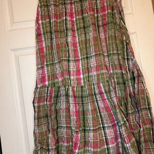 Hard-to-Find Crown & Ivy Academia Plaid Maxi Skirt in Green and Pink - L